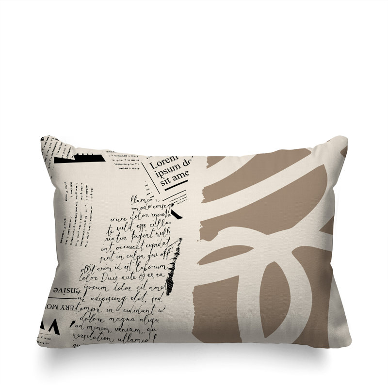 Oreiller rectangulaire réversible intérieur / extérieur Vaya, Beige / noir / blanc cassé, H 14 po x l 20 po