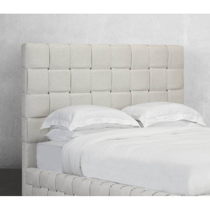 Tête de lit à panneau rembourré Helmsley, Blanc cassé, Très grand