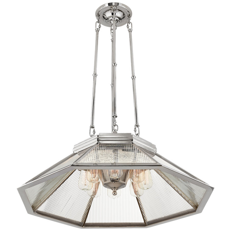 Ralph Lauren Rivington 8 Light Medium Pendant, Antique Ribbed Mirror, Polished Nickel