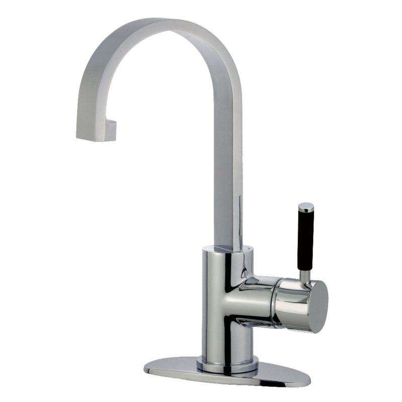 Robinet de salle de bain 1 poignée à fixation sur le comptoir avec poignée escamotable Kingston, Chrome poli