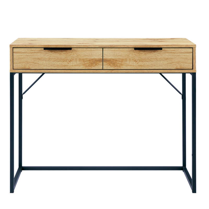 Yonkers Steel Writing Desk, Oak
