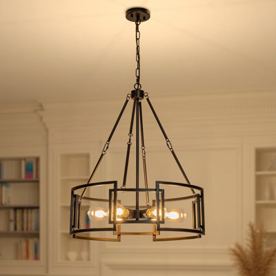 Armenio 6 - Light Dimmable Industrial Geometric Drum Chandelier