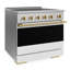 ZLINE Autograph 36 in. Marino Induction Range with 5 Element Cooktop and Polished Gold Accents-16417283