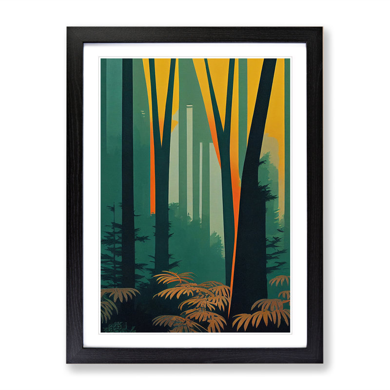 Blazing Forest - Print, 66cm H x 48cm W x 2cm D, Black Framed, White