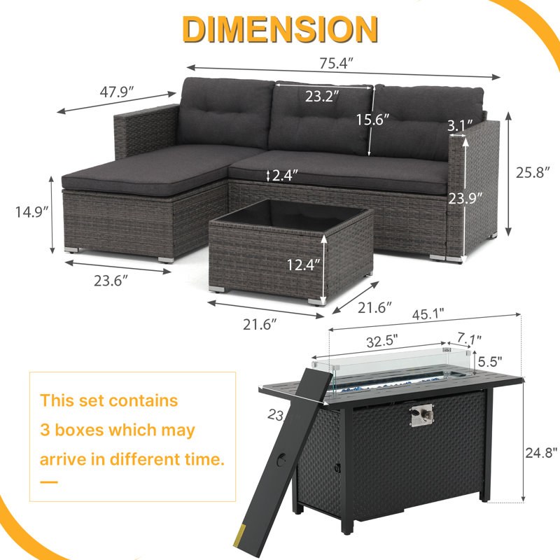7 Piece Outdoor Seating Group With Cushions, Gray