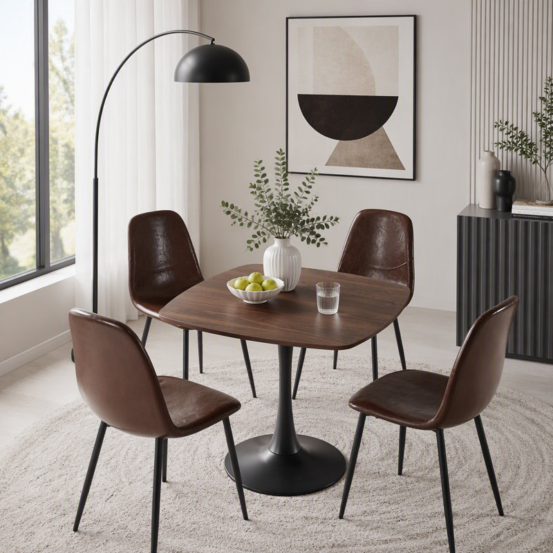 Table tulipe 31,5 pouces, Black + Dark Walnut
