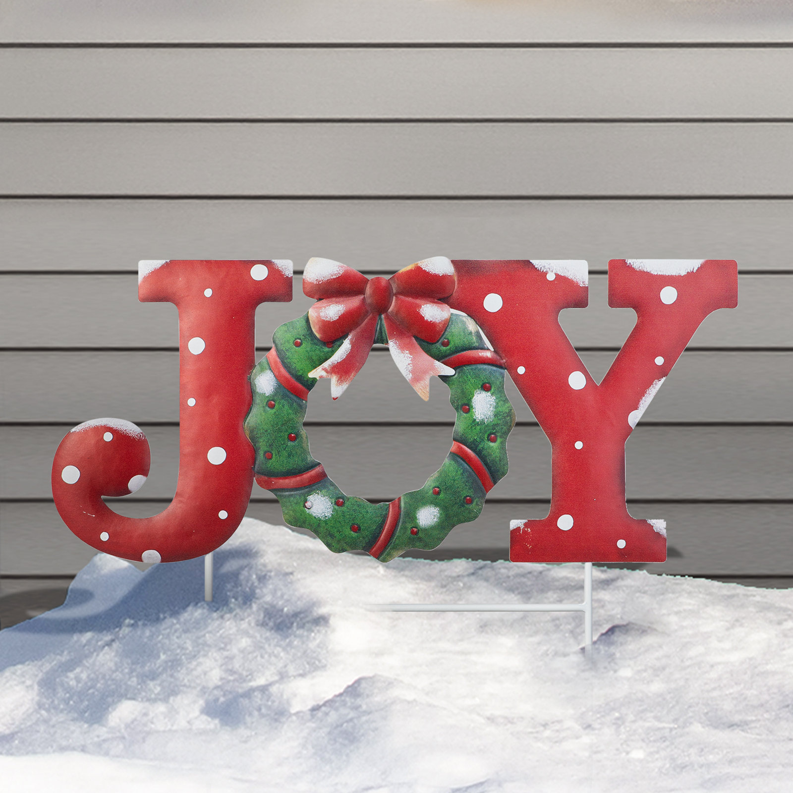 23.75" L Metal Christmas "JOY" Yard Stake(KD)