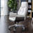 White + Brown Hight adjustable Microfiber Leather + Aluminium Alloy Office Chair