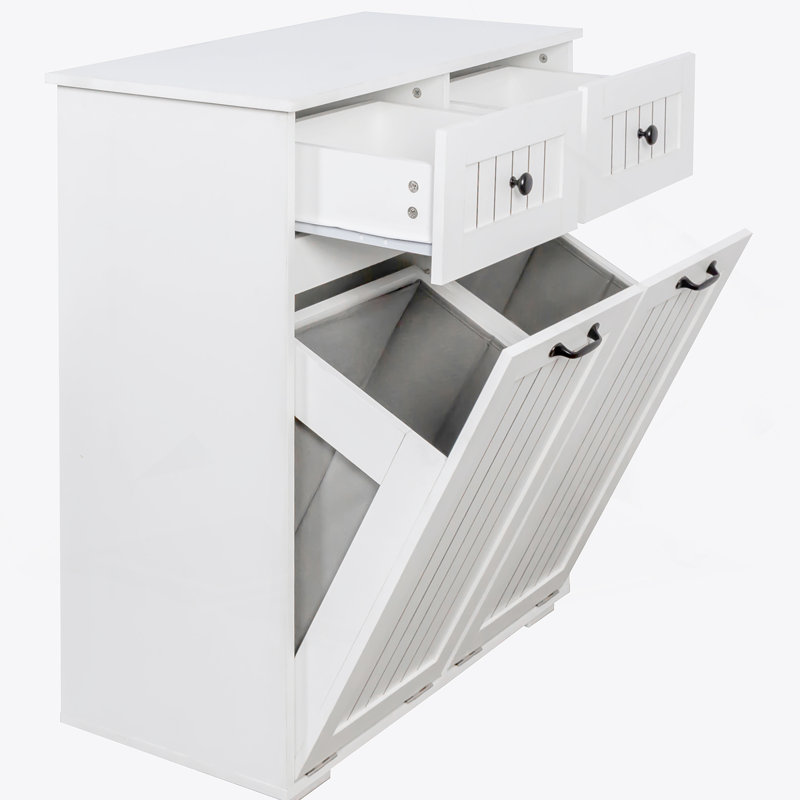 Armoire à linge avec 2 tiroirs et 2 paniers à linge amovibles