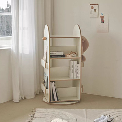 Bibliothèque rotative en bois manufacturé beige moderne