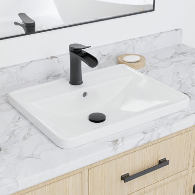 Karran Valera 20 In. Top Mount Vitreous China Rectangular Bathroom Sink With Overflow Drain