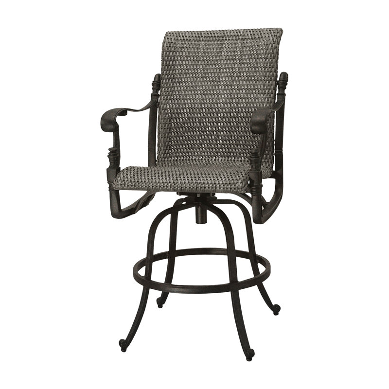 Florence Woven Swivel Bar Stool, Chestnut, Desert Bronze