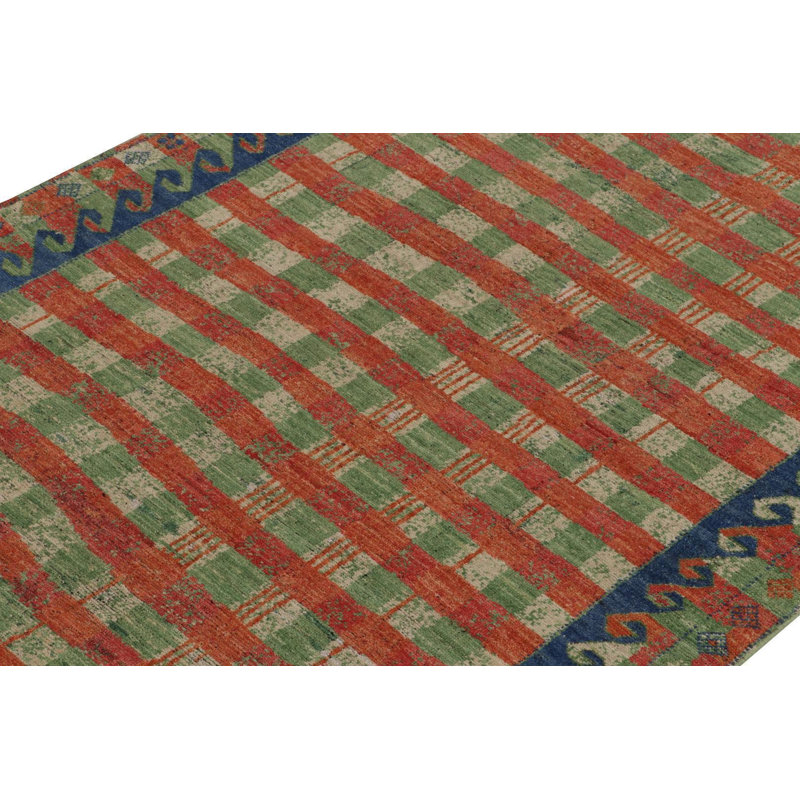 Burano Hand Knotted Wool Geometric Area Rug, Rectangle 6' x 8'
