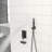 Matte Black Shower System With 12 Inch Square Rain Head And Waterfall Tub Spout For Serene Bath Experience Wall Mounted Surface & Spout,-127676751