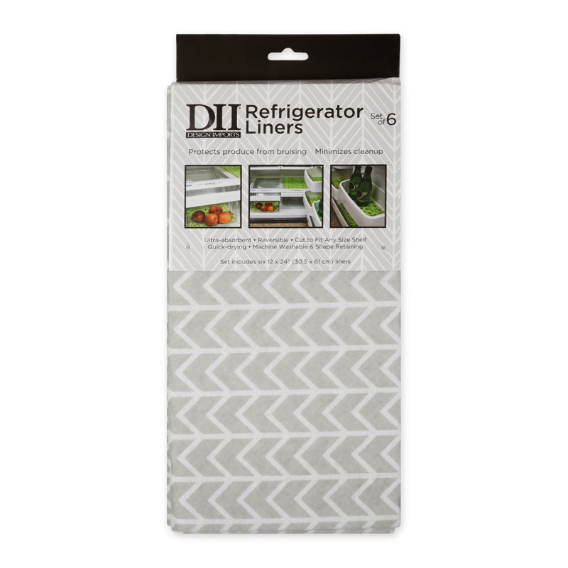 FRENCH BLUE HERRINGBONE PRINT FRIDGE LINER SET/6, Cool Grey