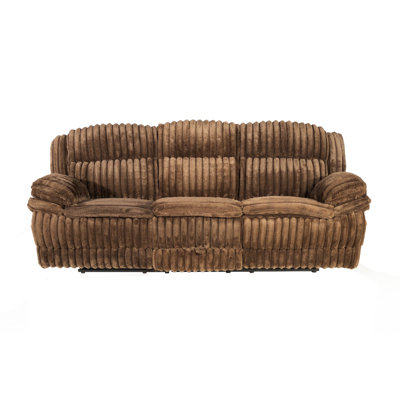 Contemporary Chocolate Fur Like Corduroy 1Pc Motion Sofa Living Room Reclining Plush Couch