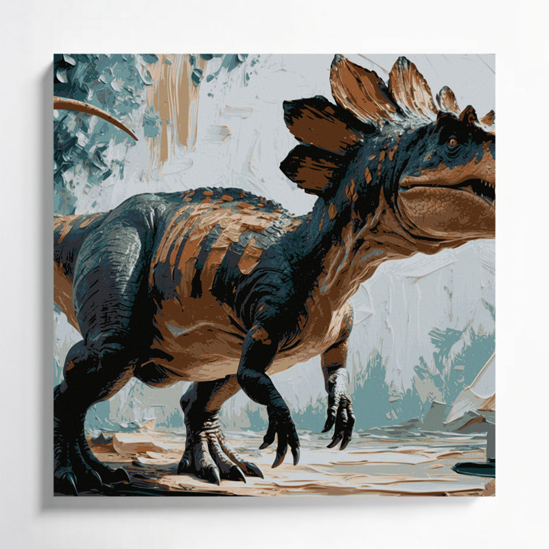 «Dinosaur Parasaurolophus», art mural sur toile brune, H 16 po x l 16 po