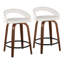 Tabouret de comptoir à hauteur fixe avec pivot en bois de noyer et similicuir avec repose-pieds rond en métal - ensemble de 2-1314455841