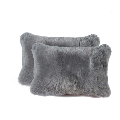 Ensemble de deux coussins décoratifs en cuir de vache rosé 12 po x 20 po