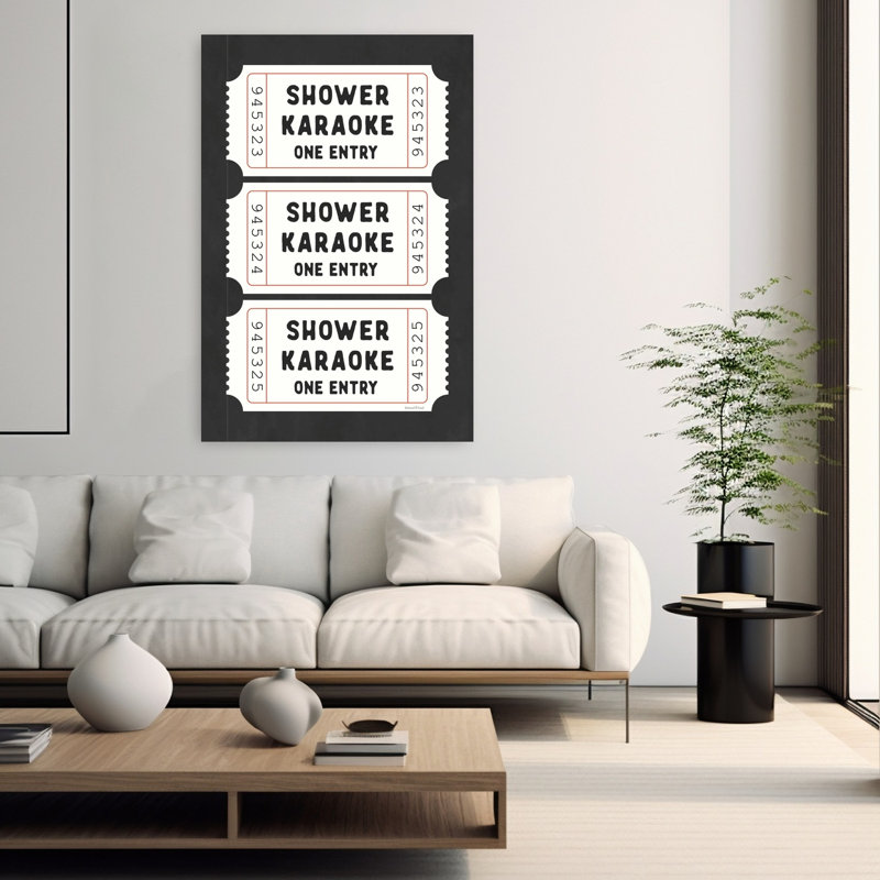 Shower Karaoke Ticket Trio by Lettered & Lined - Wrapped Canvas Print, 152.4cm H x 101.6cm W
