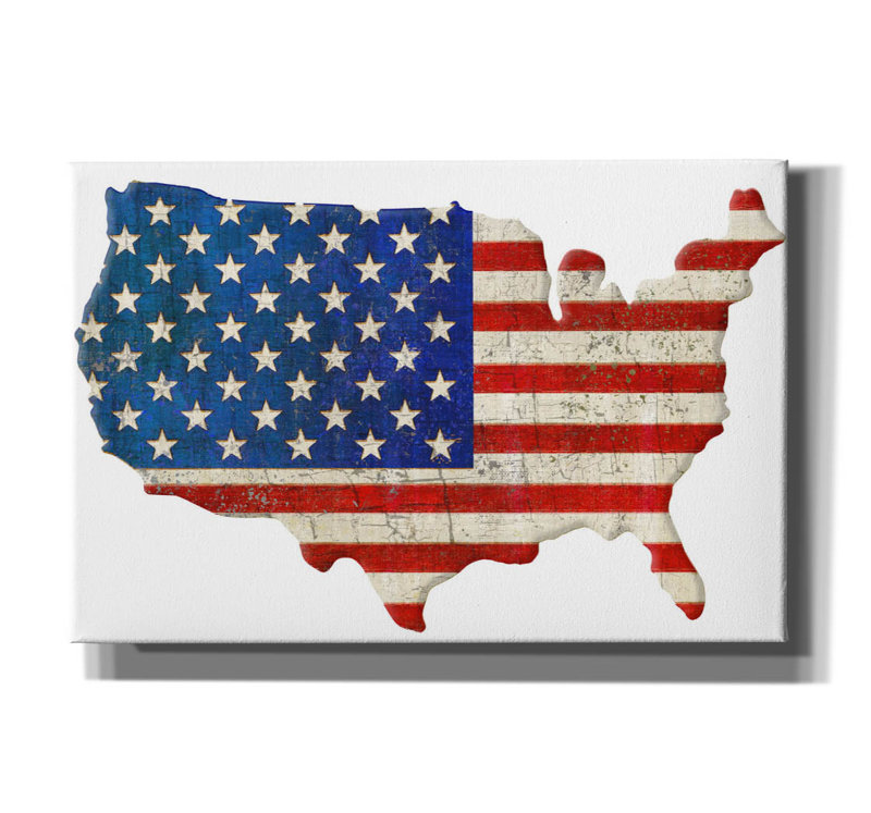 «American Cut Out» par Art Licensing Studio, art mural sur toile, H 12 po x l 18 po x P 0,75 po