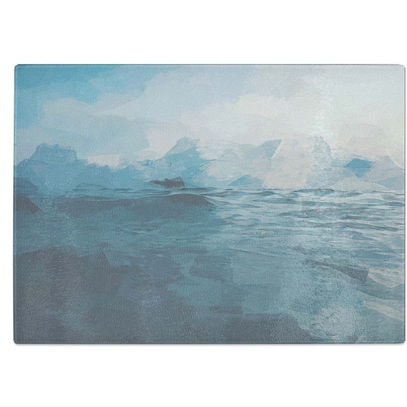 Tempered Glass Clouds Above the Ocean Chopping Board, 28.5 cm W x 20 cm L