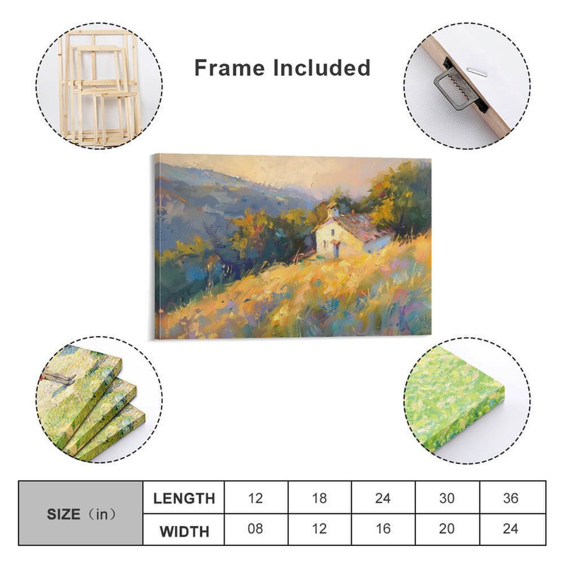 Art mural sur toile 8 "x 12" avec cadre en bois, prêt à être accroché, 08 × 12 pouces