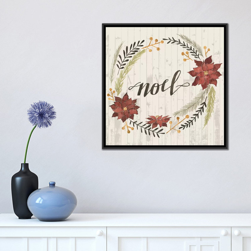 «Christmas I», impression sur toile, H 18 po x l 18 po x P 1,5 po, Toile encadrée noire, Pas de tapis