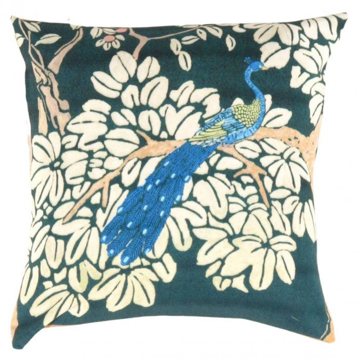 Coussin turc bleu / ivoire / beige, H 16 po x l 16 po