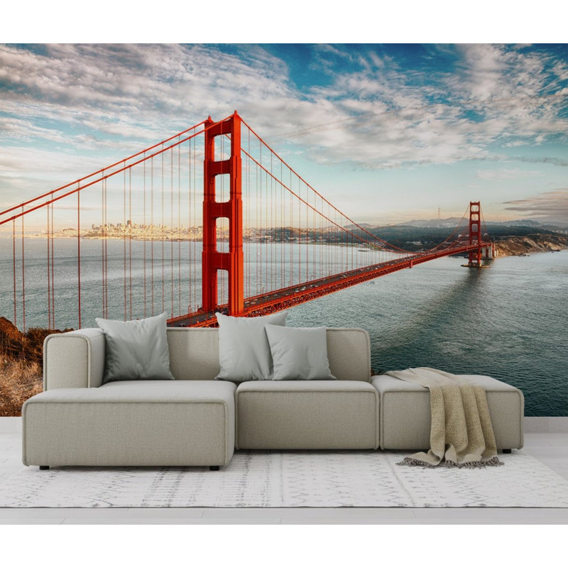 Papier peint amovible Golden Gate Bridge San Francisco, 9" L x 15" W, Vinyl