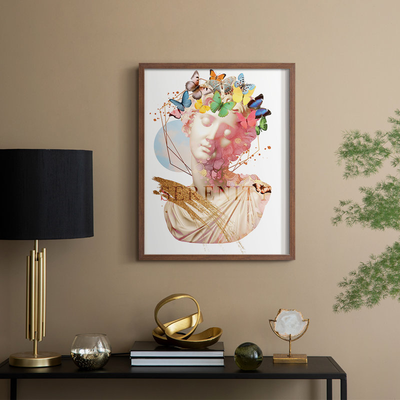 «Greek Goddess I», reproduction encadrée - bois massif, H 15 po x l 12 po, Noyer