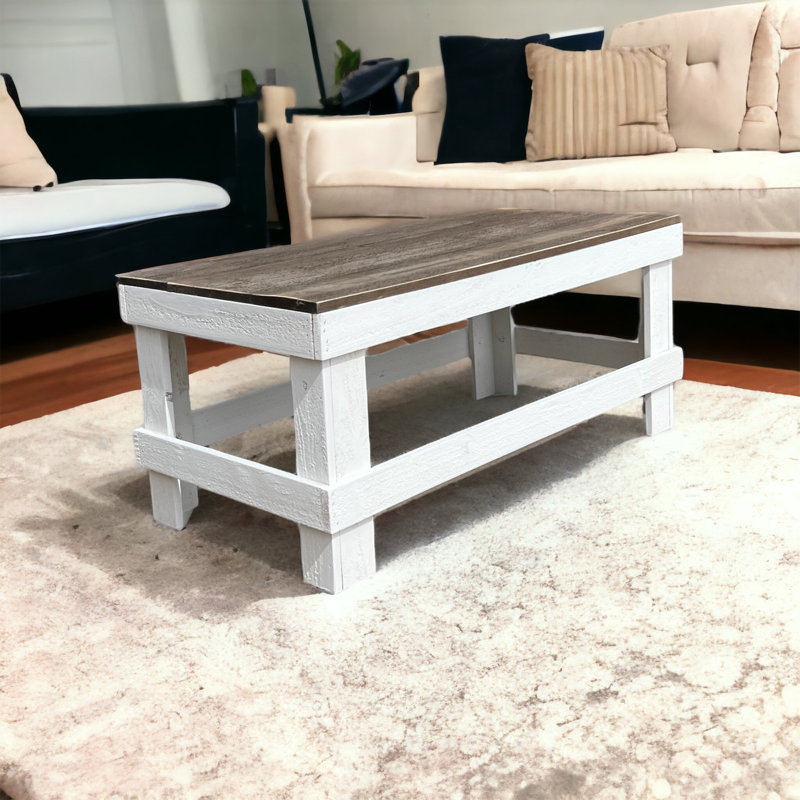 Juliana Solid Wood Coffee Table, Dark Walnut/White