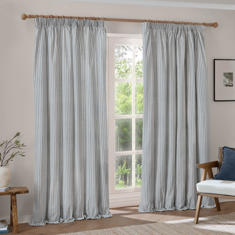Hebden 100% Cotton Blackout Curtain Panel Pair, 229cm Width x 229cm Drop, Blue