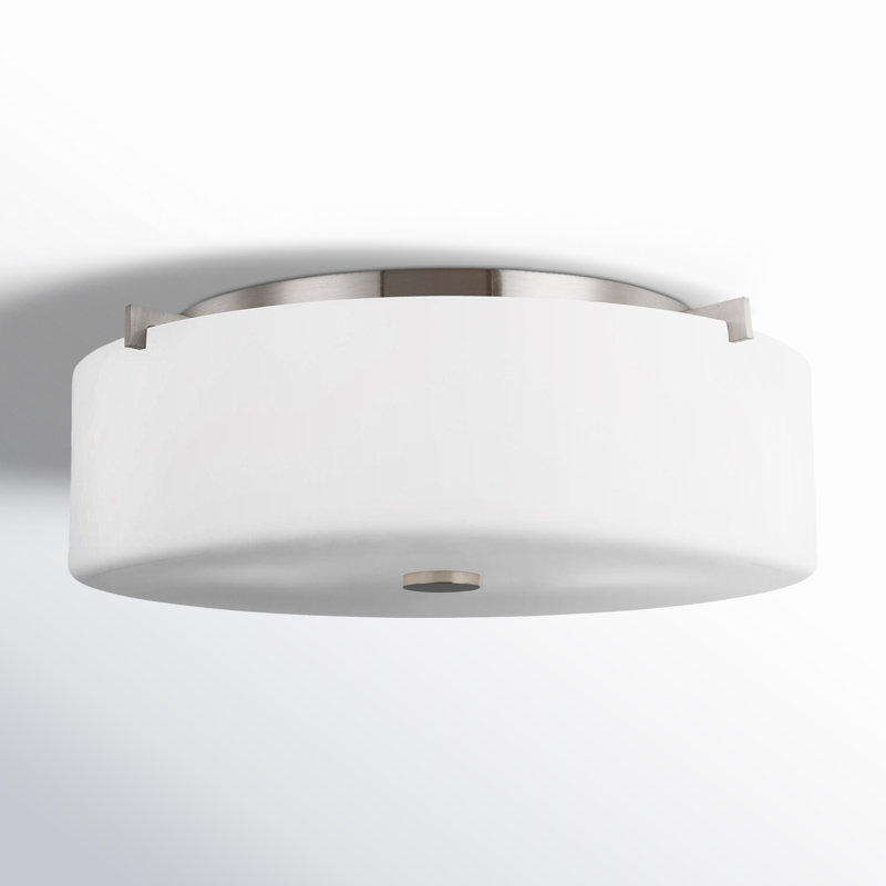 Spencer Glass Flush Mount, Brushed Steel, No, No