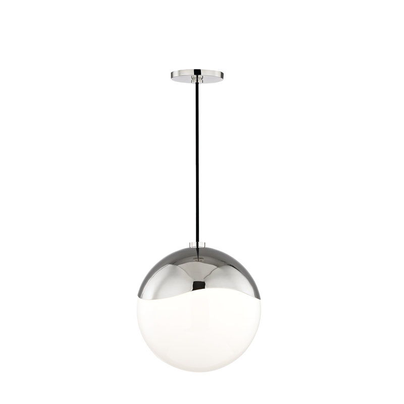 Luminaire suspendu sphérique 1 lumière Taza, H 11 po x l 10,5 po x P 10,5 po, Nickel poli