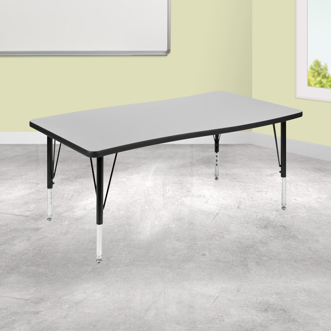Goddard 28"W x 47.5"L Rectangular Wave Collaborative Grey Adjustable Height Activity Table Flash Furniture 