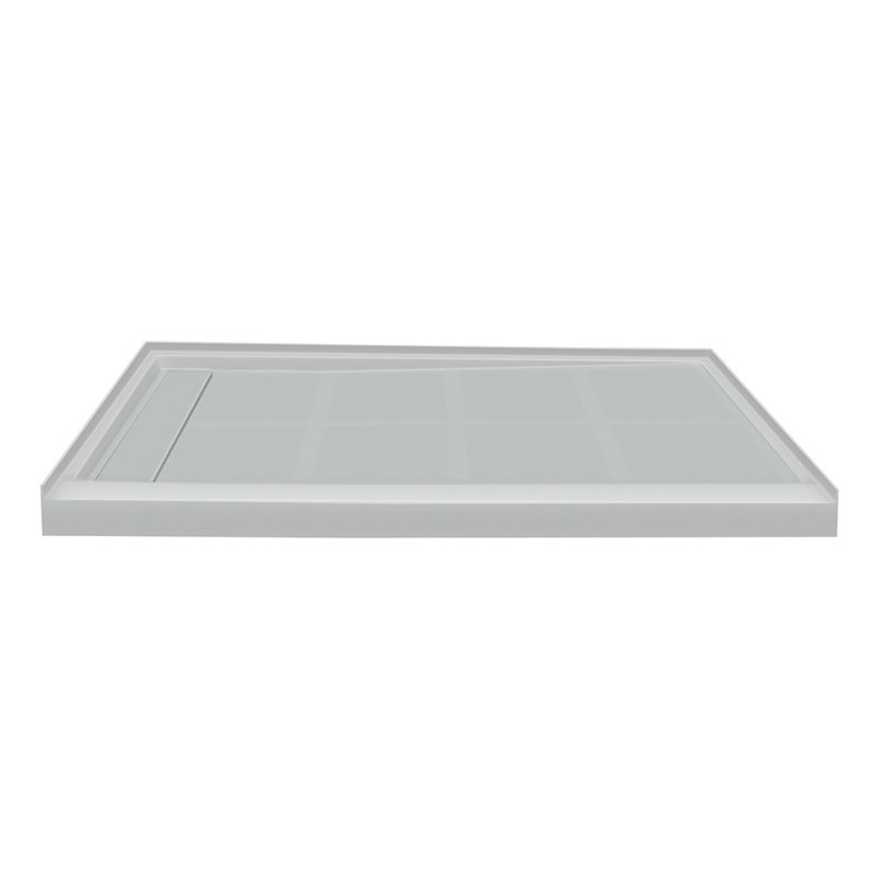 32'' W 48'' D Rectangular Single Shower Base, Gray, Left Hand