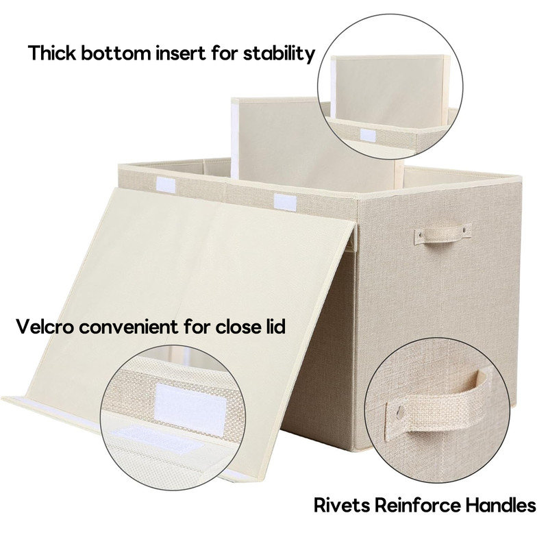 Toy Chest with Lids,Large Foldable Toy Storage Organizer with Handles,Storage for Nursery Room,Playroom,Living Room,Light Brown