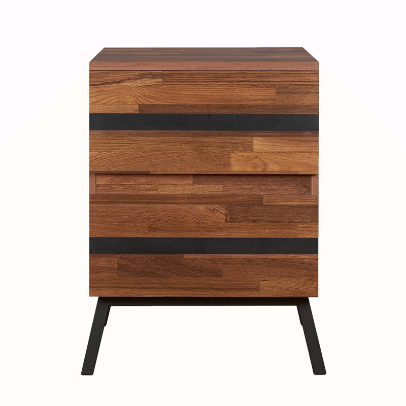 Walnut And Sandy 2-Drawer Nightstand