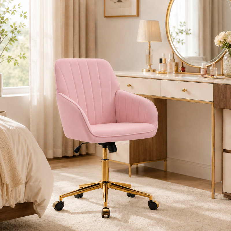Chaise de travail Jhosselyn, Or rose, Rose