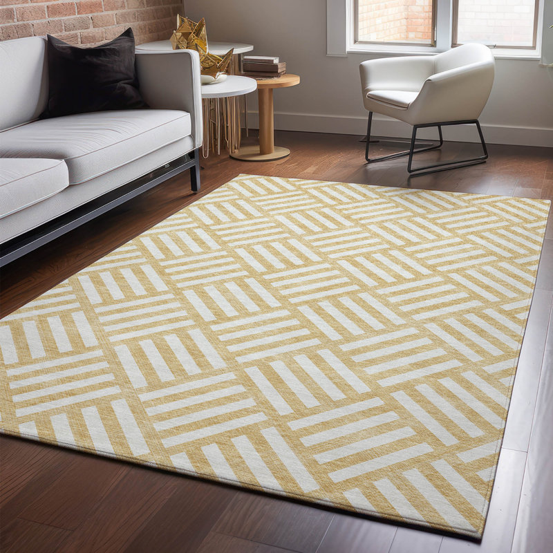 Premium Machine Washable Cerrito Gold Rug, Rectangle 9' x 12'