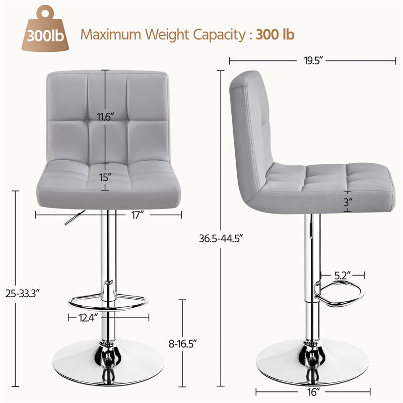Tabouret de bar Chandresh, Gris clair