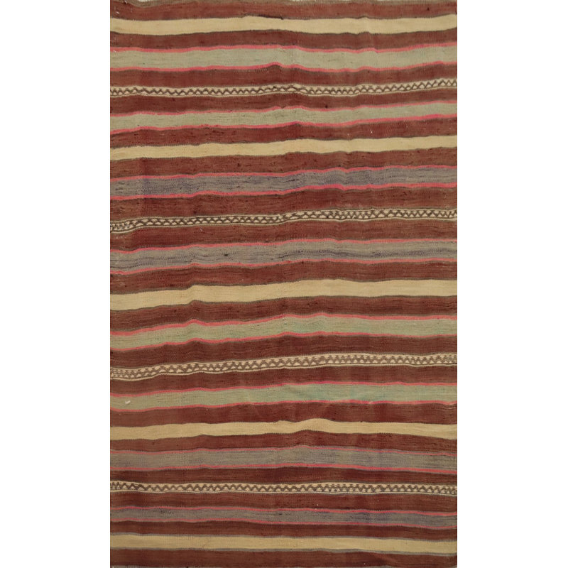 Tapis kilim Earthy Tones 4 x 6 avec rayures horizontales rustiques