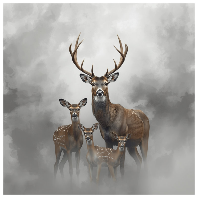 Tapis de bain Deer Family In Fog, 24in W x 17in L