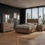 Ensemble de chambre avec grand lit 4 pièces Bello, brun taupe délavé Bello-114566000-114566002