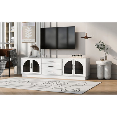 68.9'' High - End Entertainment Center For Tvs Up To 75 Inches, Featuring Adjustable Shelving, Metal Handles, And A Spacious Surface In Living Room Modern Tv Stand 70 79 Inch Tvs, Unit With Two