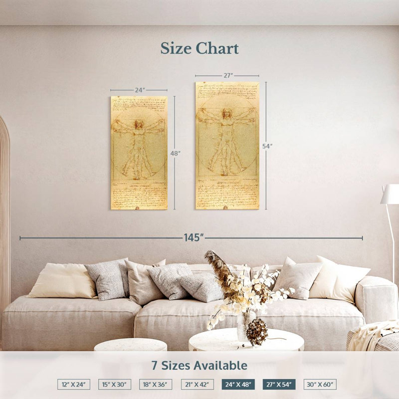 The Vitruvian Man, H 54 po x l 27 po