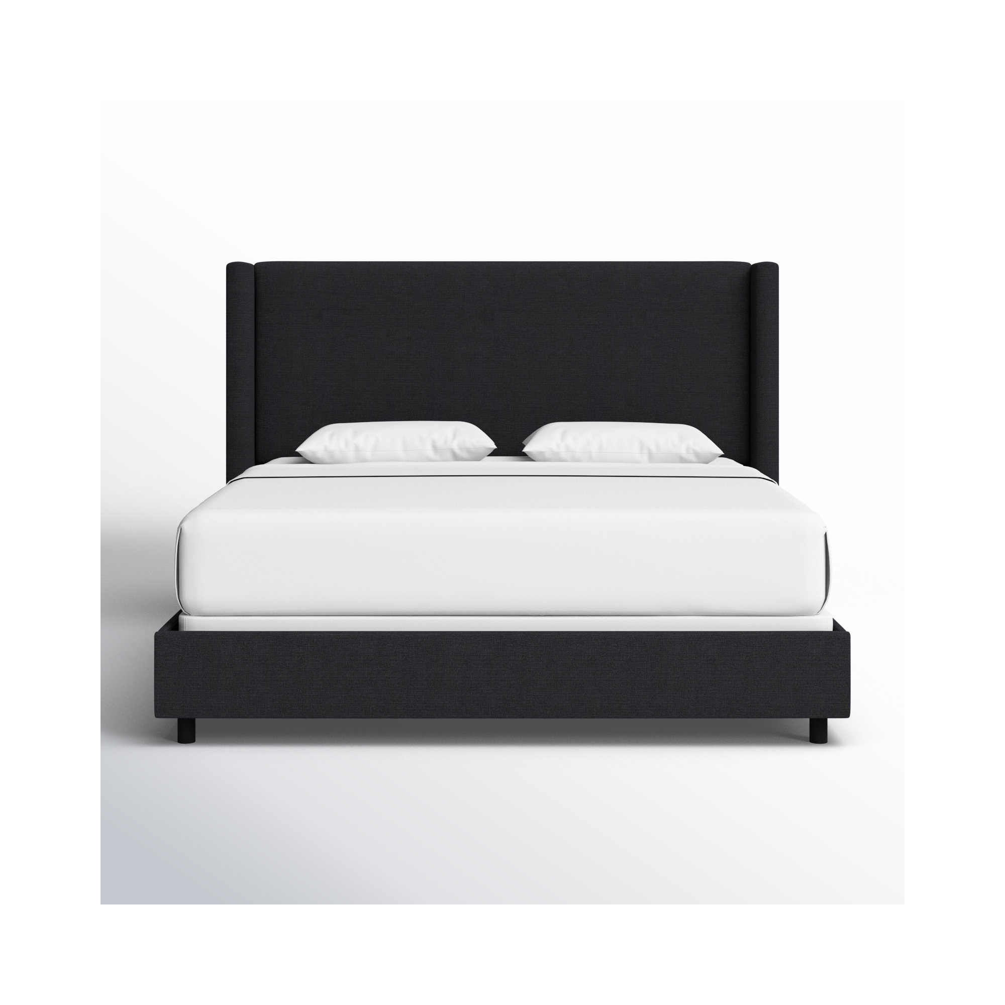 Hanson Upholstered Wingback Bed, Classic Black Linen, California King