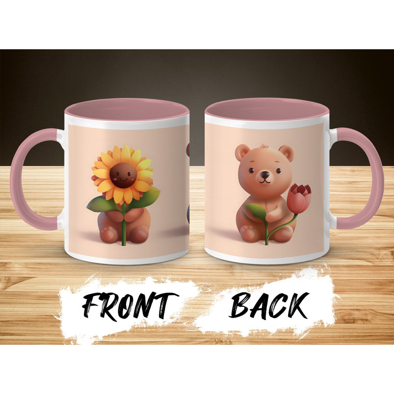 Bear 11oz Accent Coffee Mug, Pink