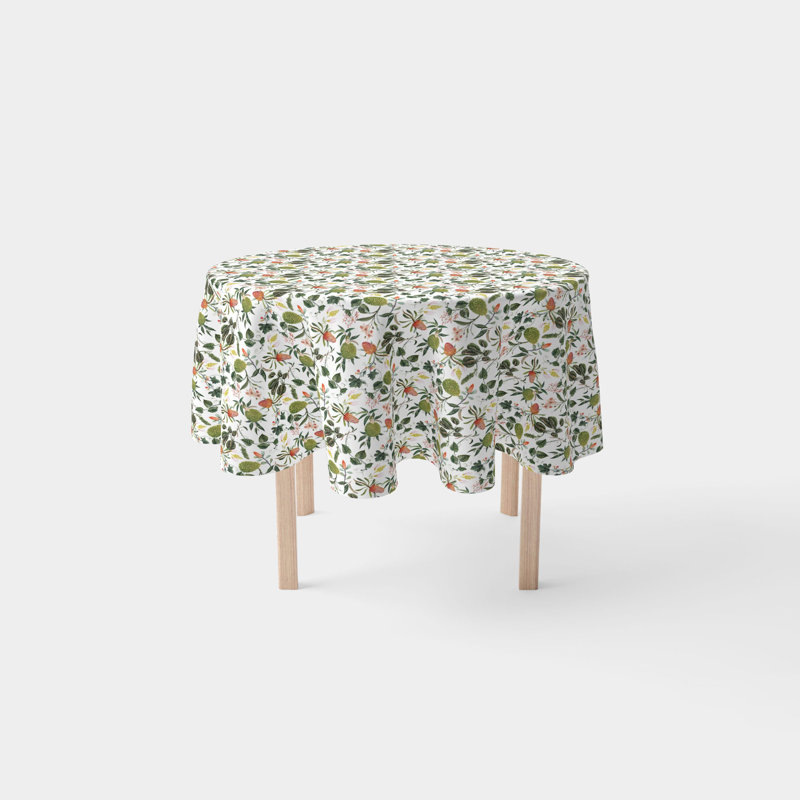Flowers and Leaves Tablecloth, 90" x 90"